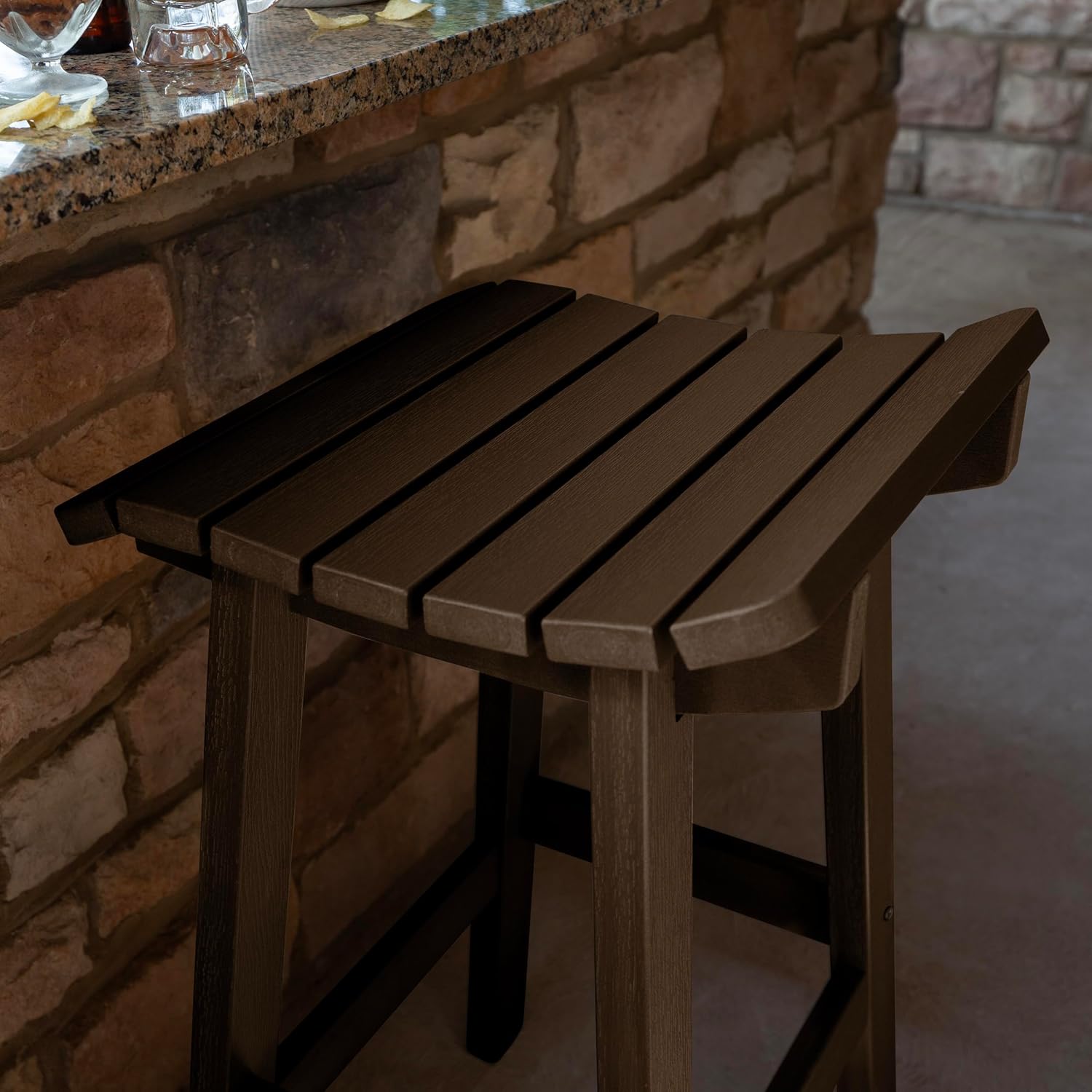 highwood Summit Bar Height Stool with Contoured Saddle Seat, Weathered Acorn