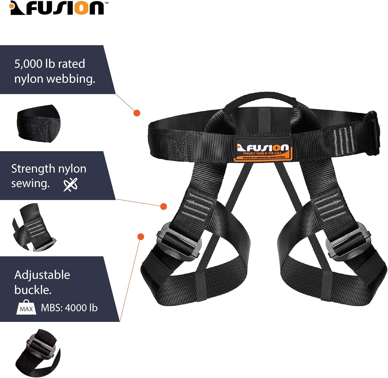 Fusion Climb Centaur Half Body Adjustable Harness, Half Body Harnesses for Fire Rescuing Caving Rock Climbing Rappelling Tree Protect Waist Safety Belts (TCH-107-2139-BLKGRY) : Sports & Outdoors