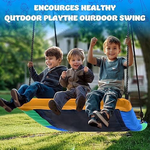 Miniatura 6 de GCCSJ Columpio de árbol de plataforma grande de 800 libras y 60 pulgadas para niños y adultos con 2 correas para colgar en árboles