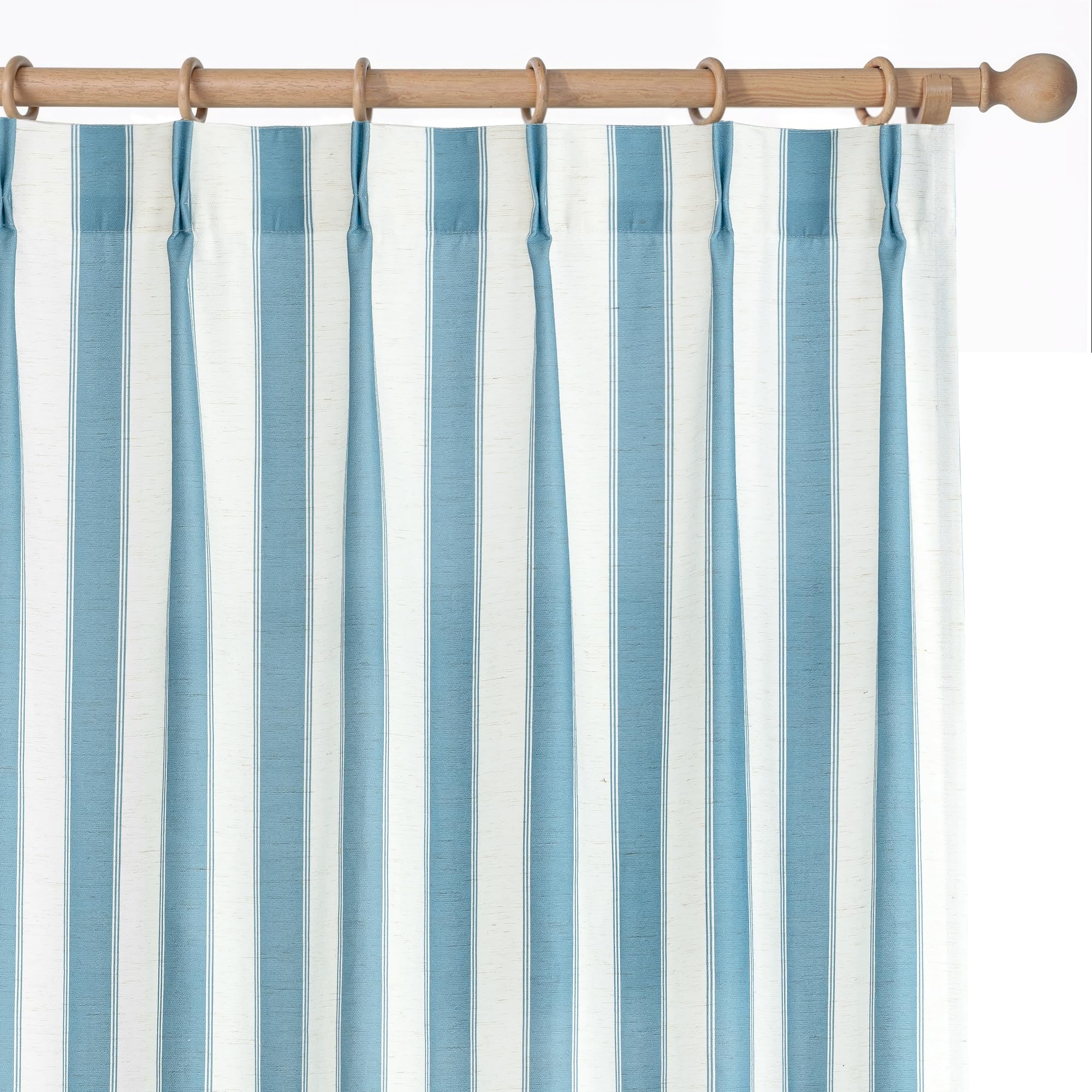 THREE GIRLS Navy Blue Striped Pinch Pleated Curtains 84 Inch, 2 Panels