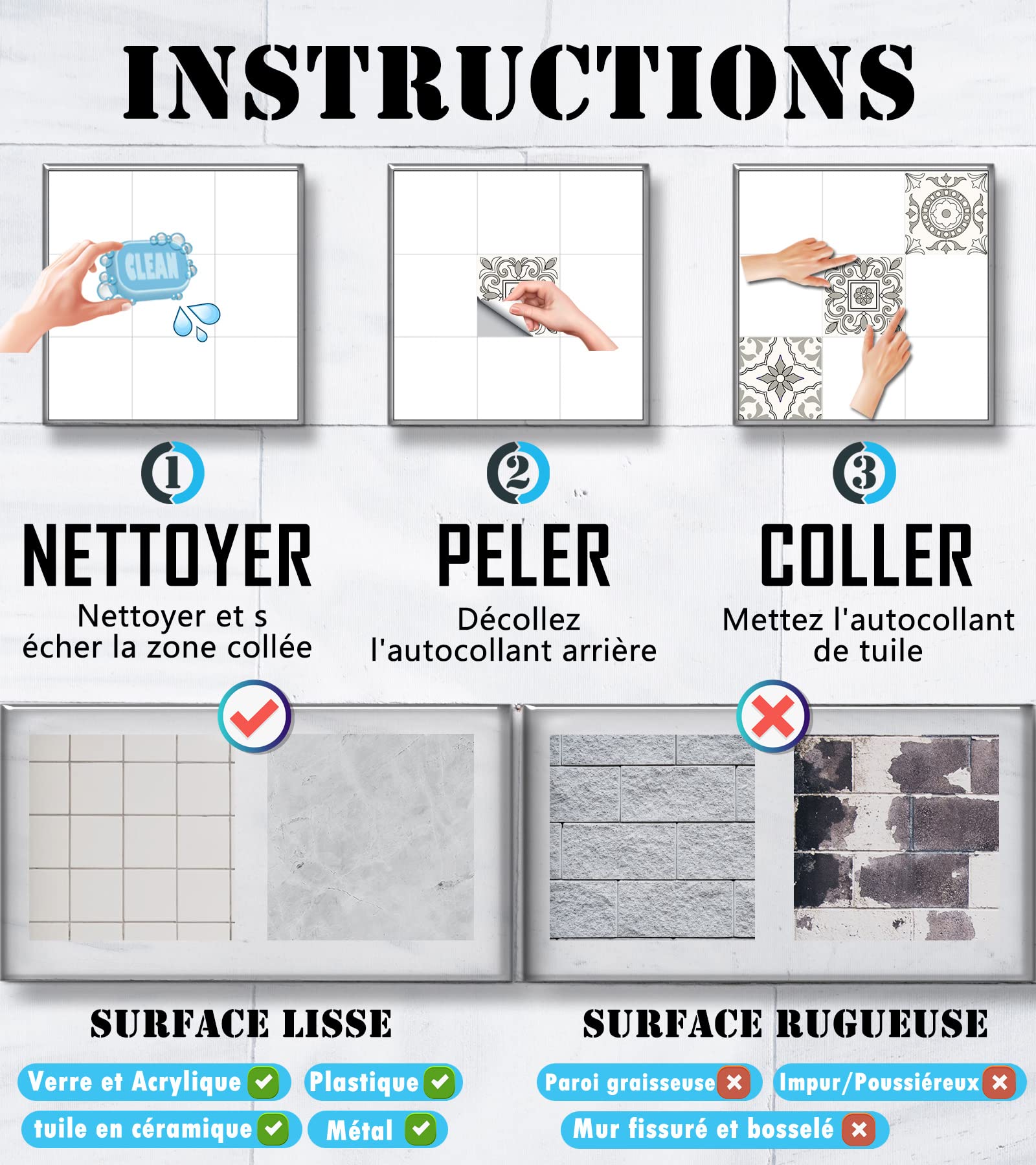 Adesivi Per Pavimento Effetto Marmo - 24 Pezzi, 60x30 Cm, Autoadesivi E Impermeabili, Per Cucina/Bagno - Foto 4