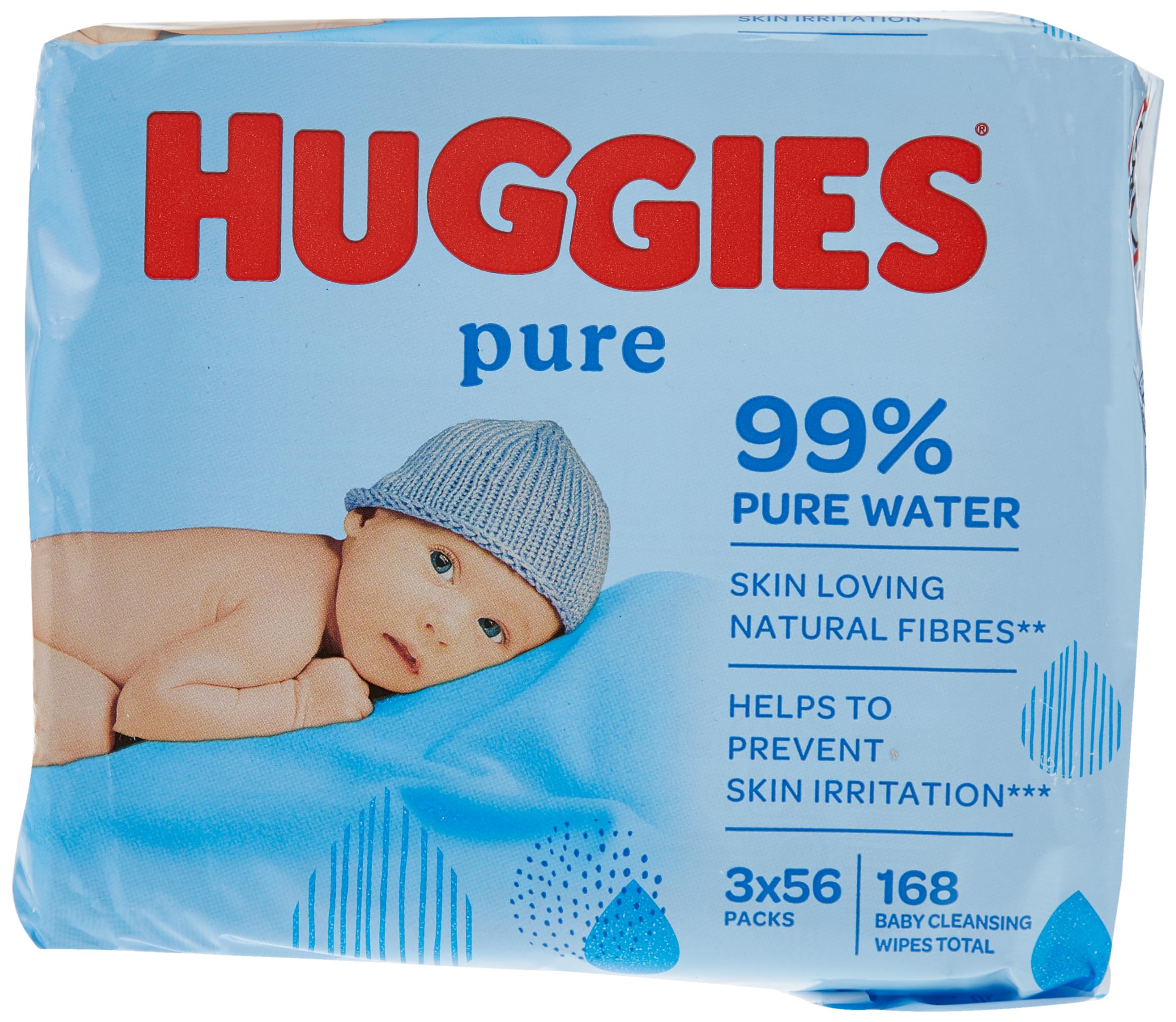 Huggies Chusteczki nawilżane dla niemowląt, 12 x 56 wilgotnych chusteczek dla niemowląt, pudełko miesięczne