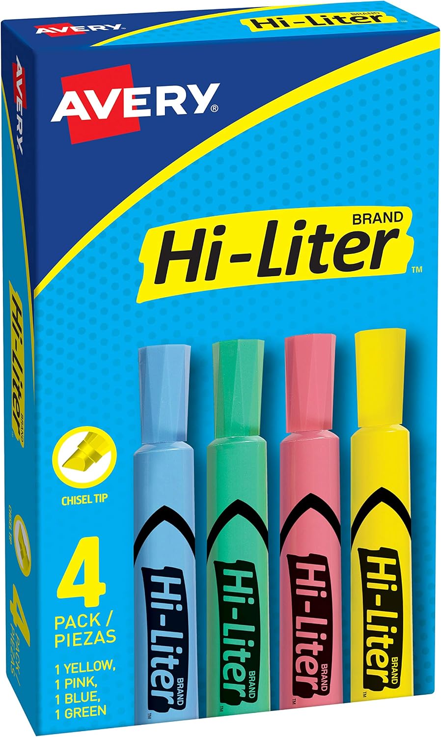 HI-LITER Desk Style, Chisel Tip, Assorted Colors, Pack of 4 (17752)