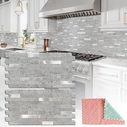 StyloVue 20 Sheets Peel and Stick Backsplash for Kitchen, Slate