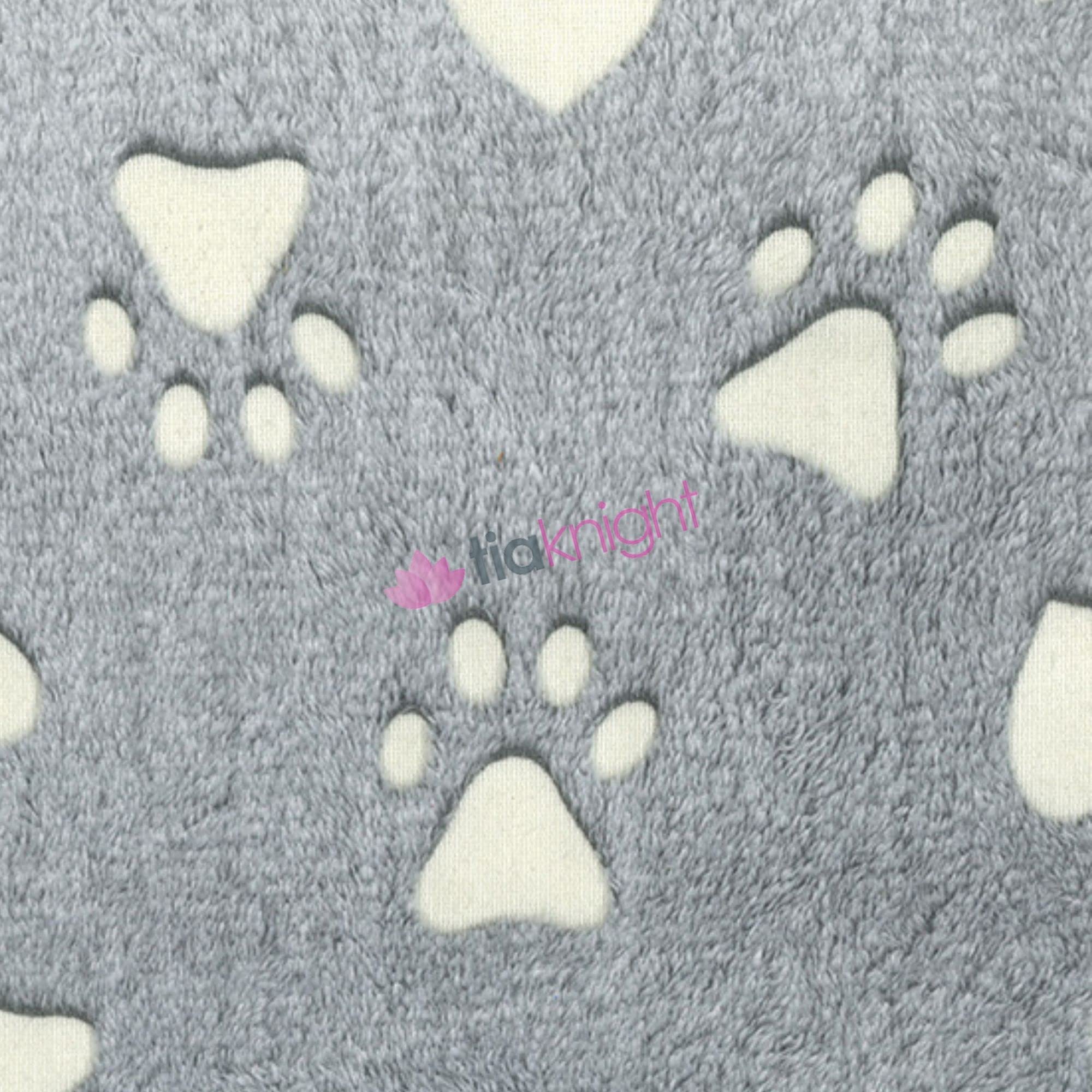 Glow in The Dark Fleece | Ultra Soft Cuddle Plush | Soft Washable Fabric | Sold by The Metre | Same Day Dispatch | Tia Knight (Love Paws SQ762) (Grey)