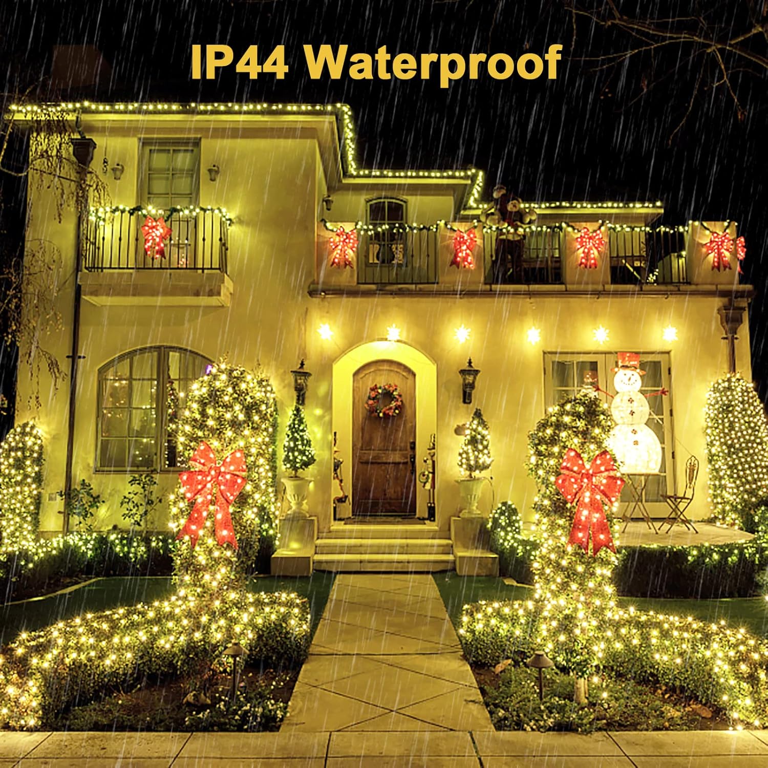 JMEXSUSS 360 LED Christmas Net Lights Outdoor Waterproof, Connectable 12ft x 5ft Net Lights Outdoor Mesh Lights with Remote, Plug in Warm White Net Lights for Bushes Shrubs Christmas Decorations