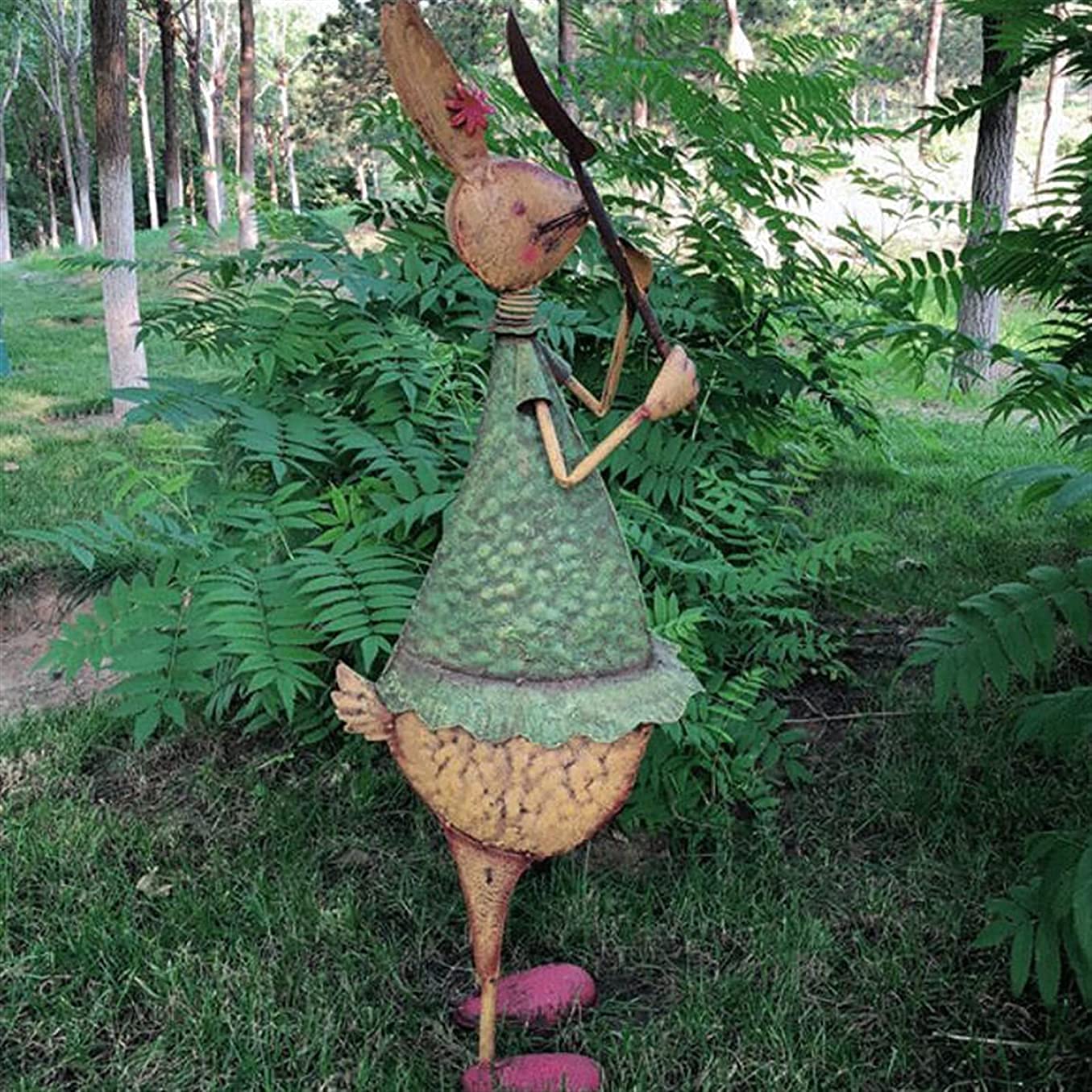 90 cm wysoki kuty żelazny królik na zewnątrz statuetka amerykański kraj ogród dekoracja balkon dziedziniec kreatywna duża statuetka