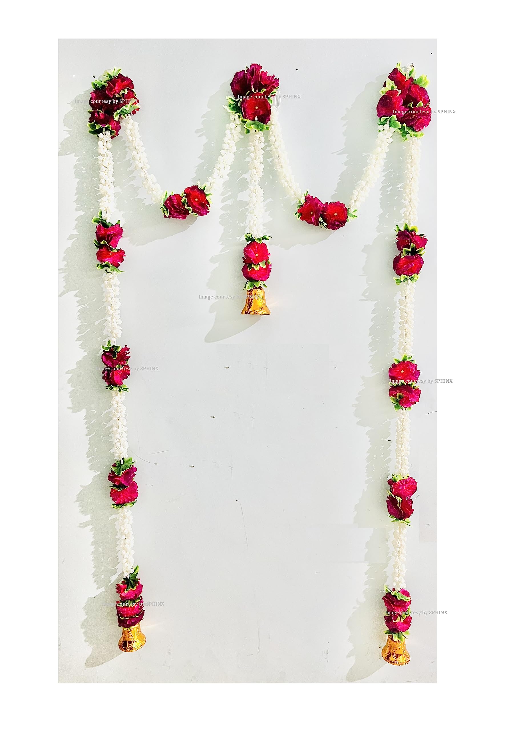 SPHINX Artificial Jasmine (Mogra) Decorative Latkans/Torans/Backdrop Hangings/ for backdrop decorations, wall decor, wall hangings, housewarming - (Jasmine Door toran Approx 100 x 152 cms, 1 set as shown in image)