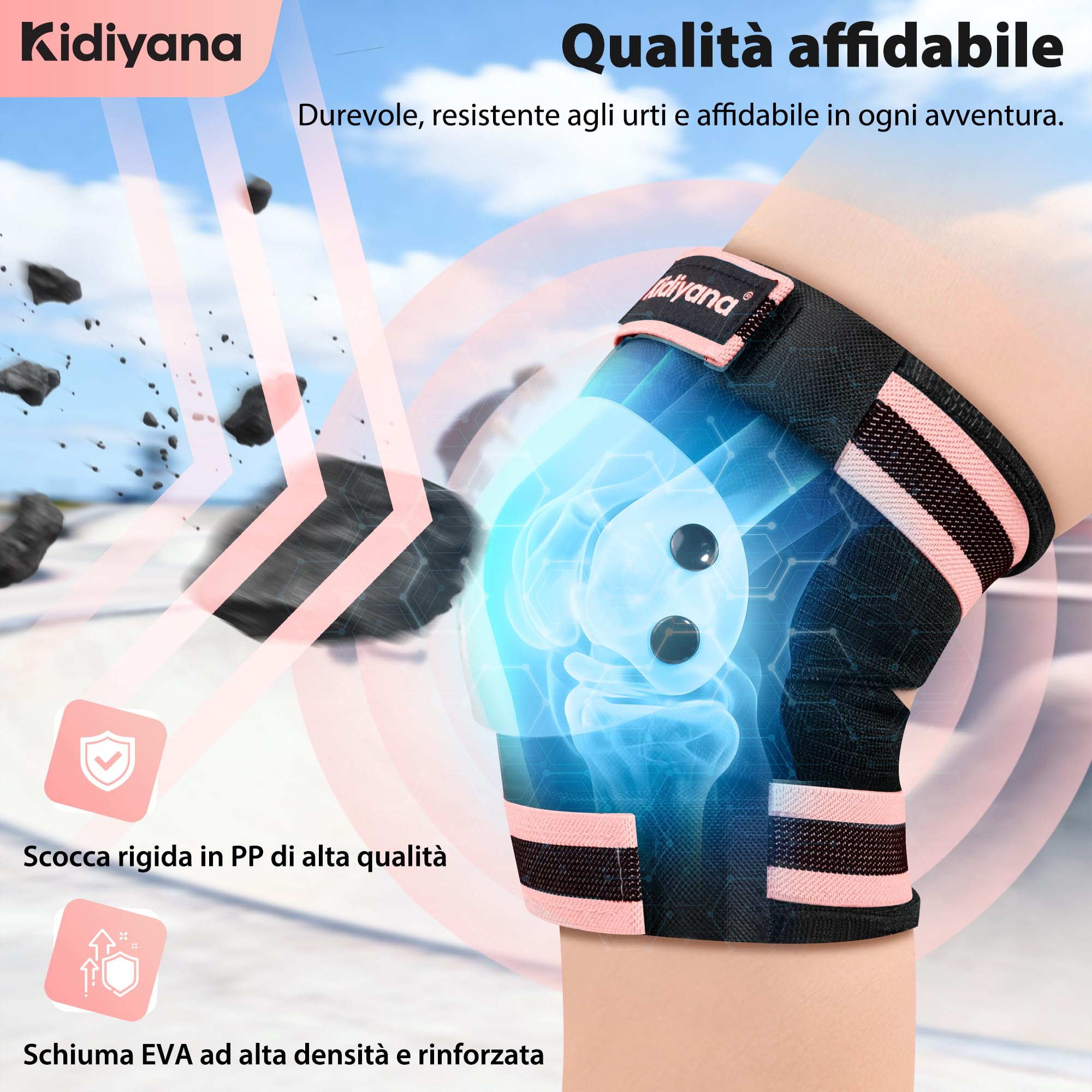 Set di protezioni bambini, ginocchiere, gomitiere e polsini, attrezzatura protettiva per scooter, pattini in linea, skateboard e bicicletta, traspirante, leggero, S (2-6 anni), M (6-14 anni)