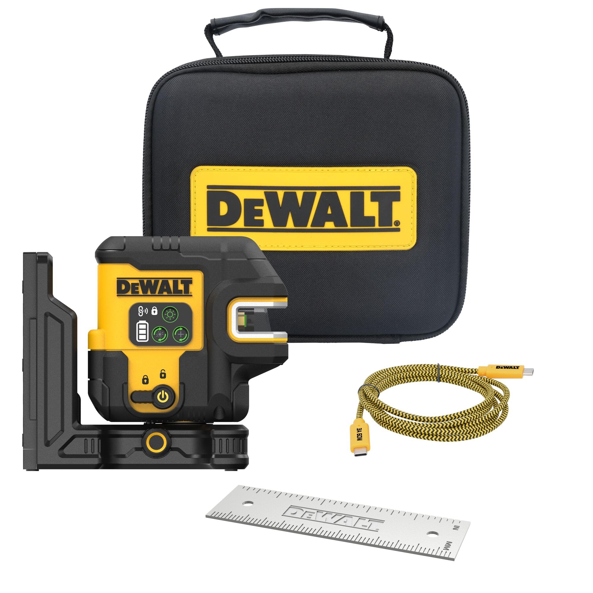 DeWalt DCLE14221GB USB rechargeable cross-line and 2-spot laser, green