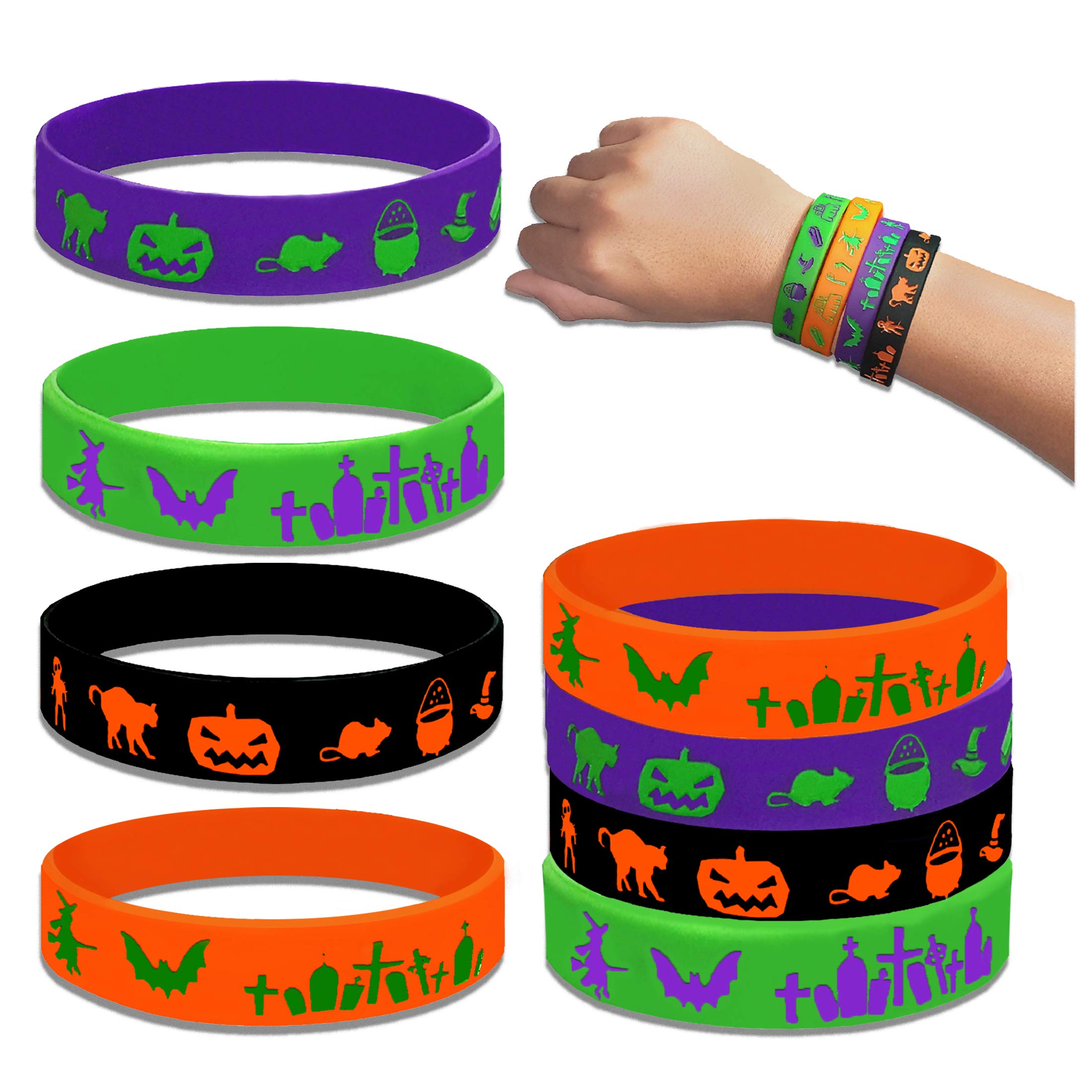 20 pcs Wristband Party Favors (Halloween 4 Colors, Kids)