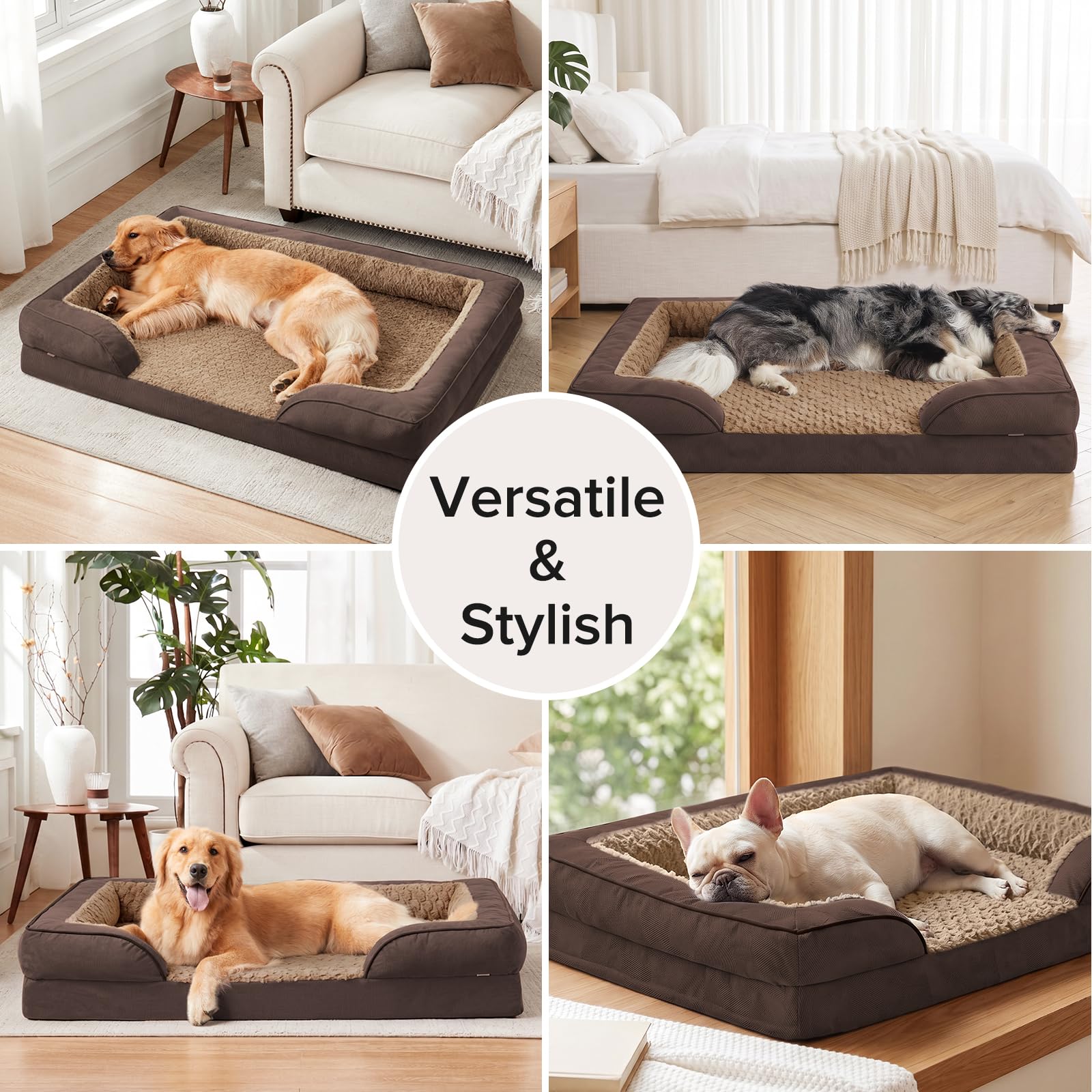 INVENHO Sofá ortopédico para perros medianos, de espuma, con funda extraíble lavable, forro impermeable y parte inferior antideslizante