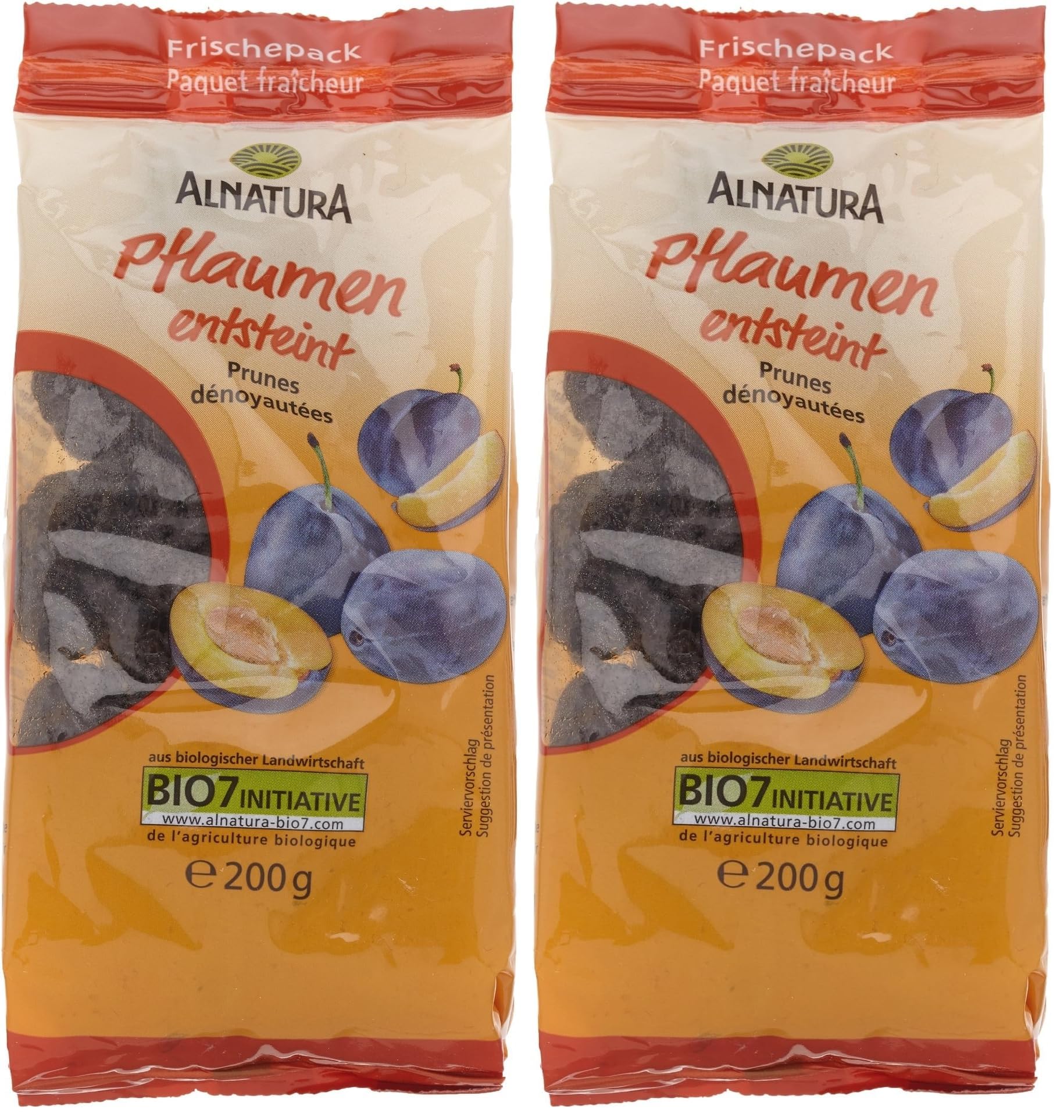 Alnatura Bio Pflaumen, entsteint und getrocknet, 200g (Packung mit 2)