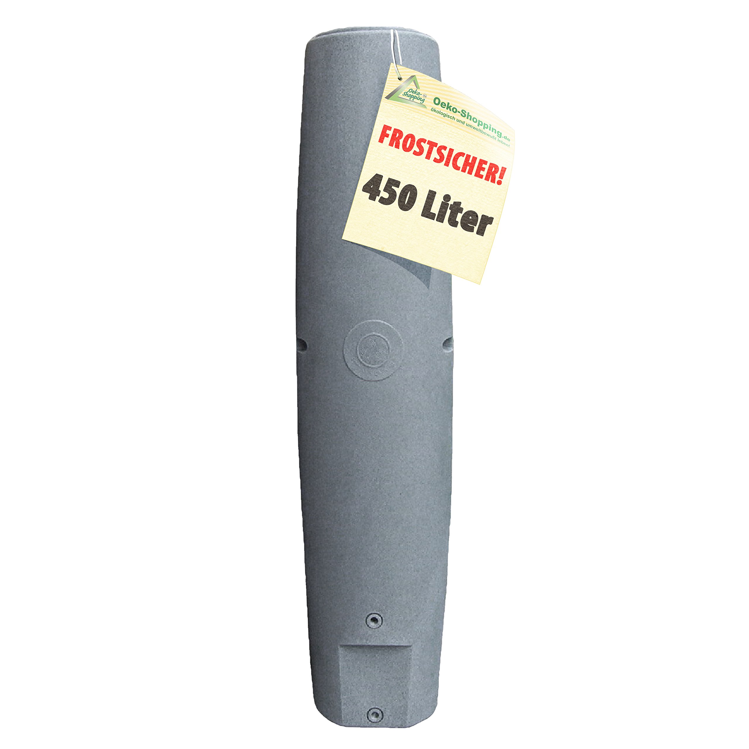 REGENTONNEN SÄULE Granit-grau 450l - das schlanke REGENFASS! REGENSPEICHER REGENBEHÄLTER. KOMPAKT und PRAKTISCH mit viel Volumen auf Kleinster Stellfläche! (Granit-grau 450l)