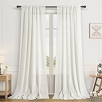 Vista 62 de Guken - Cortinas de lino negro de 108 pulgadas de largo para sala de estar, dormitorio, juego de 2 paneles, bolsillo para barra, cortinas