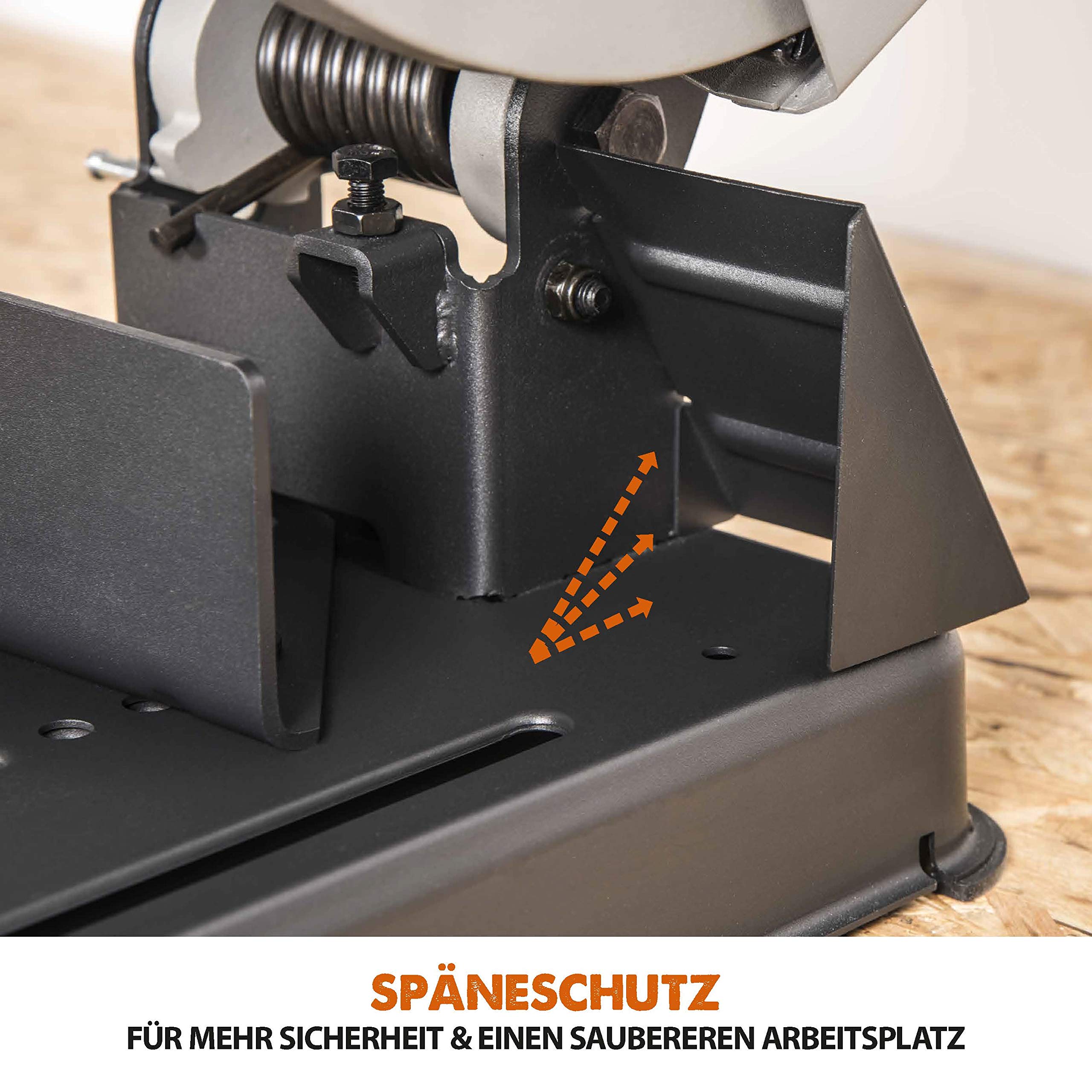 Evolution R355CPS Cut-off Saw Compound Mitre Saw 2200 W | Includes Ø 355 mm HM Saw Blade Multi-Material Cutting Wood, Aluminium, Steel, Plastic | Cutting Capacity of 120 x 120 mm | 0-45˚ Mitre Angle