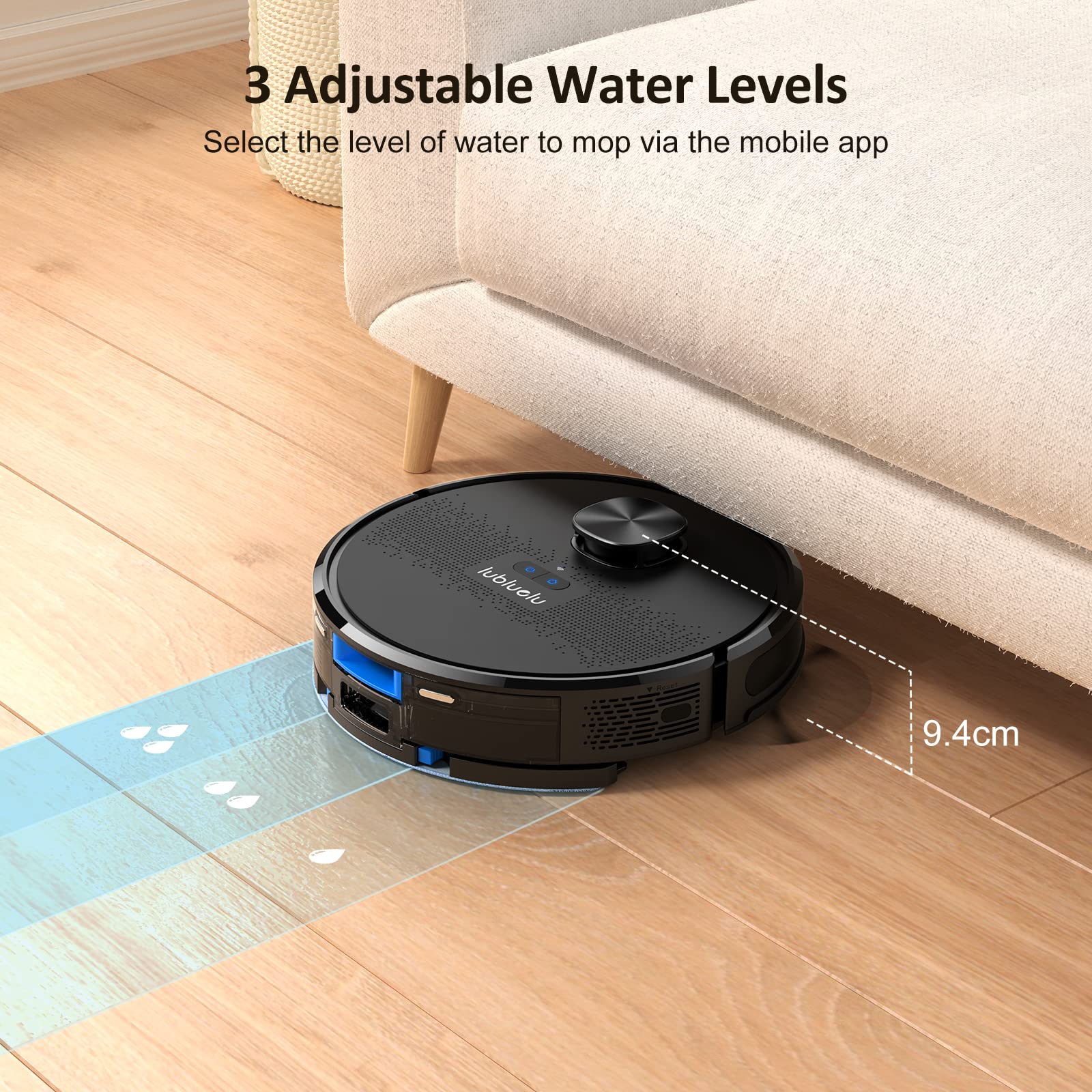 Lubluelu Robot Vacuum and Mop Combo 3000Pa, 3 in 1 Robotic Vacuum Cleaner, Laser Lidar Navigation, 5 Editable Smart Mapping,10 No-go Zones,App/Alexa, Vacuum Robot for Pet Hair, Carpet,Hard Floor