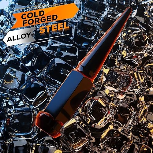 Miniatura 4 de Tuercas Dynofit, tuerca espiga para neumático, 24 tuercas plateadas M14 x 1.5 de 0.55 pulgadas, asiento cónico, tuercas de extremo cerradas con 1