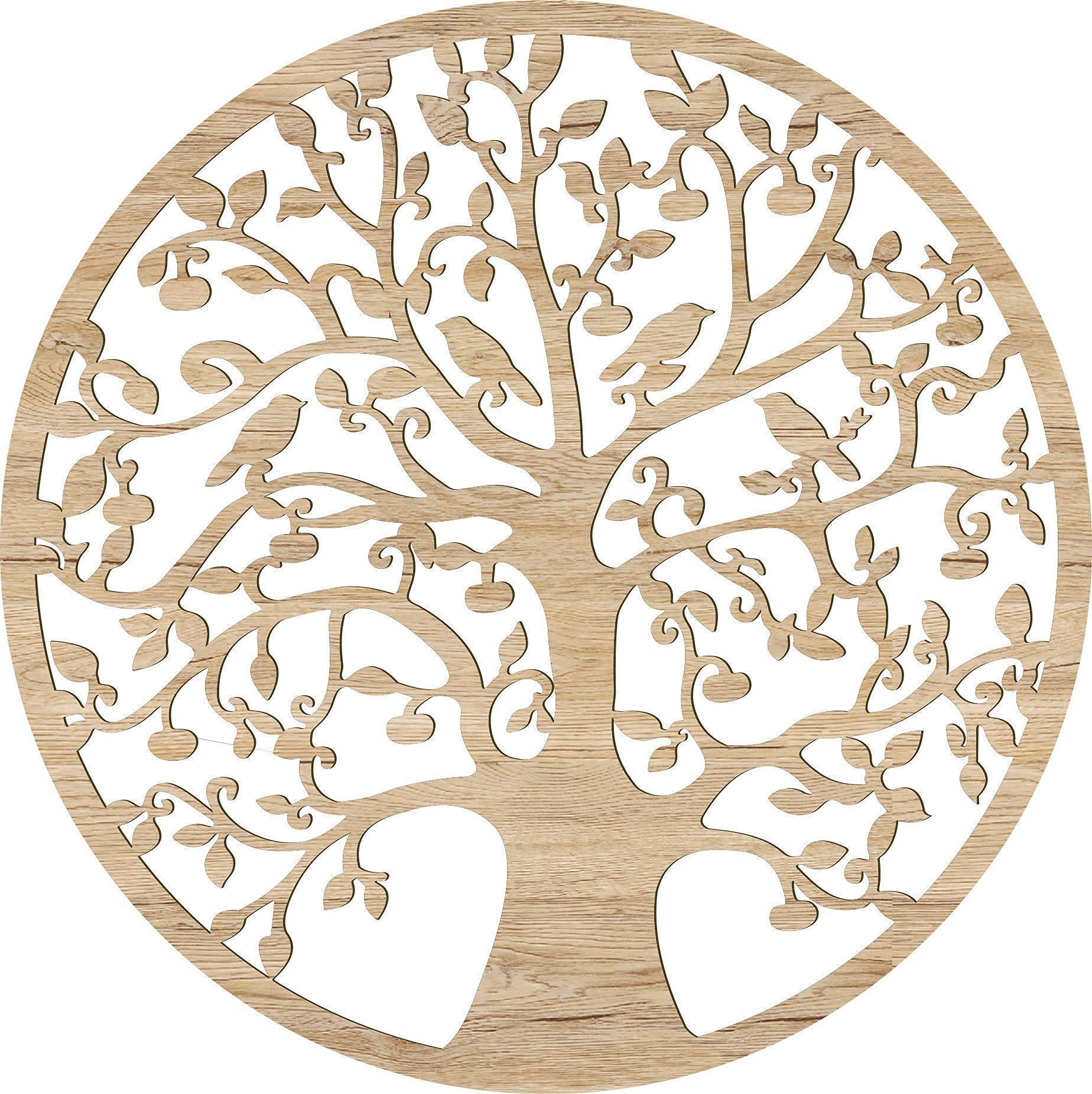 Lebensbaum Holz Ø 39/49 cm - 8 Holz-Optiken-Wandbild - edle Dekoration - Baum des Lebens - ideale Geschenkidee