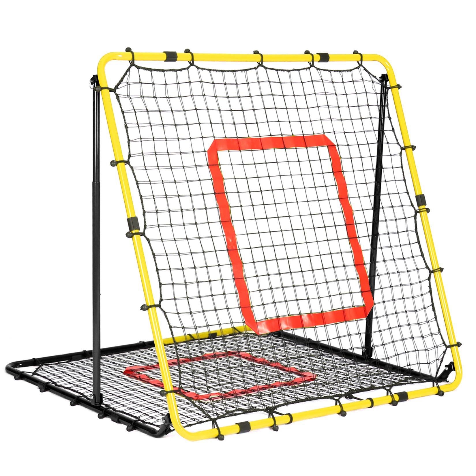 Rete Rimbalzo Calcio Pieghevole, 120 x 120cm Reti da Rimbalzo per Pallavolo, Rete PE a Doppio Strato, Angolo Regolabile, Formazione Sulle Competenze per Calcio, Pallavolo e Pallacanestro