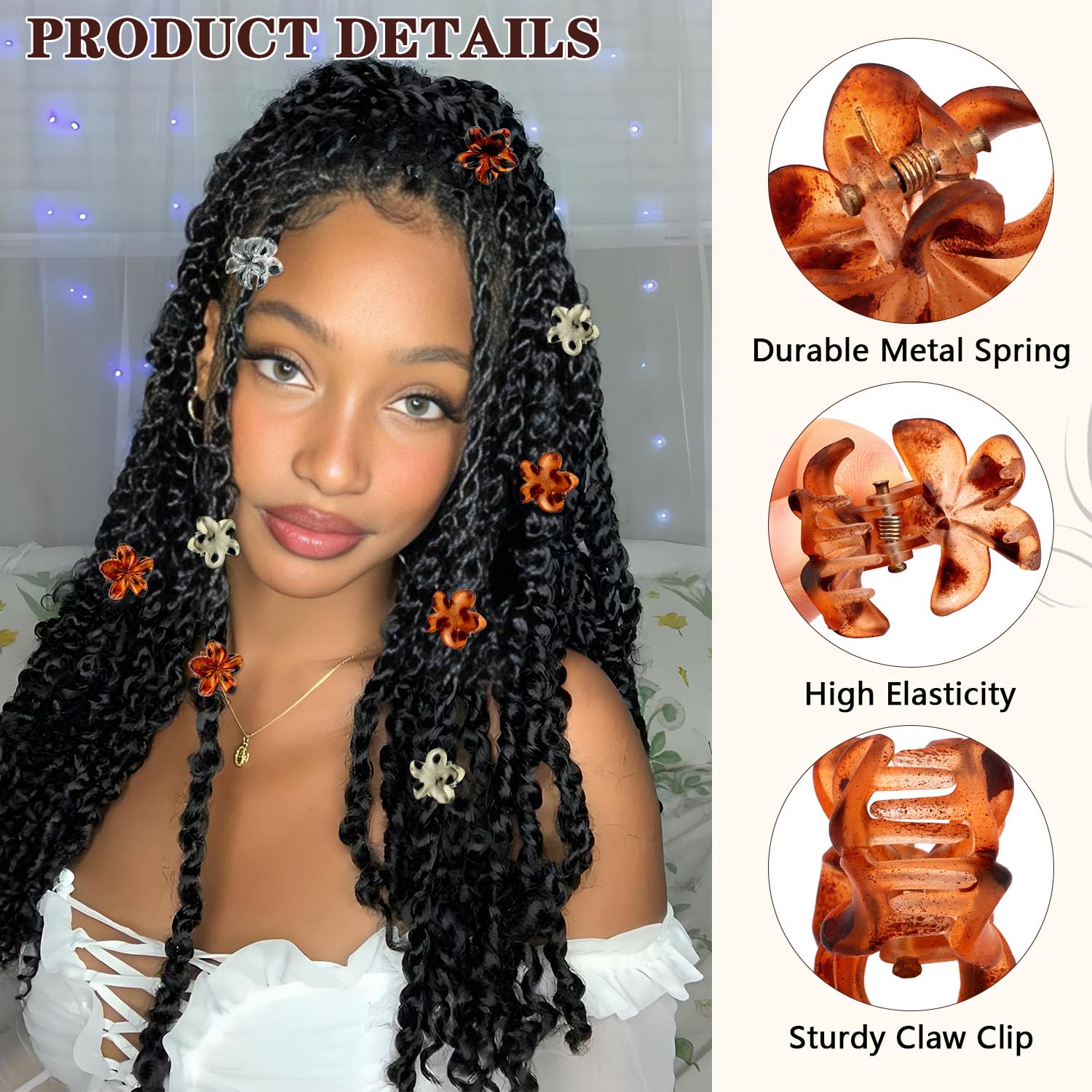 CUBACO Mini Flower Hair Clips 20 Pcs 0.79" Cute Small Flower Hair Clips for Women/Girls Mini Claw Clips for Thick/Thin Hair Neutral Leopard Color Tiny Hair Styling Accessories Christmas Gifts - Image 3