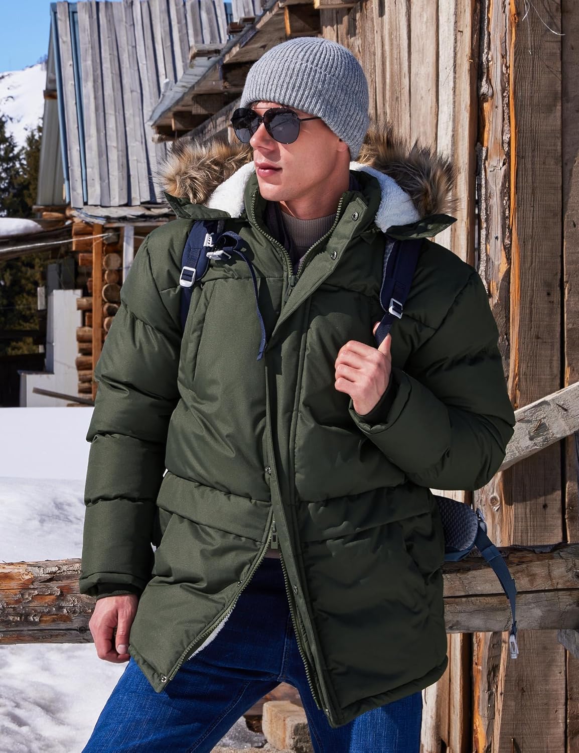 Men's Long Winter Hooded Jacket Warm Windproof Puffy Coat Padded Thicken Parka Jackets - Image 3