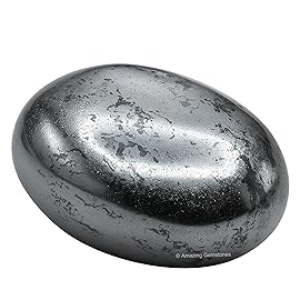 Amazing Gemstone Hematite Crystals and Healing Stones - Large Palm Stone Crystals Piedra - Crystal for Good Luck, Balanced Positive Energy, Meditation - Unique Stocking Stuffers Gifts for Women, Men