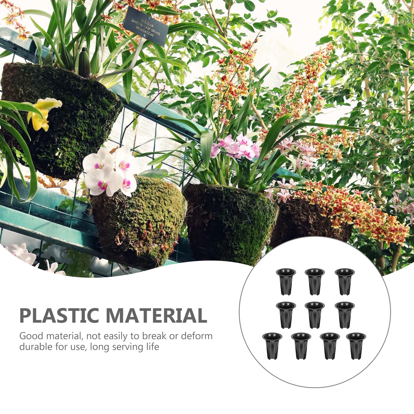 Uonlytech 10pcs Pots à Orchidées en Plastique Noir Respirant, Résistant la Déformation, Design Simple, pour Plantes D'intérieur et Jardin