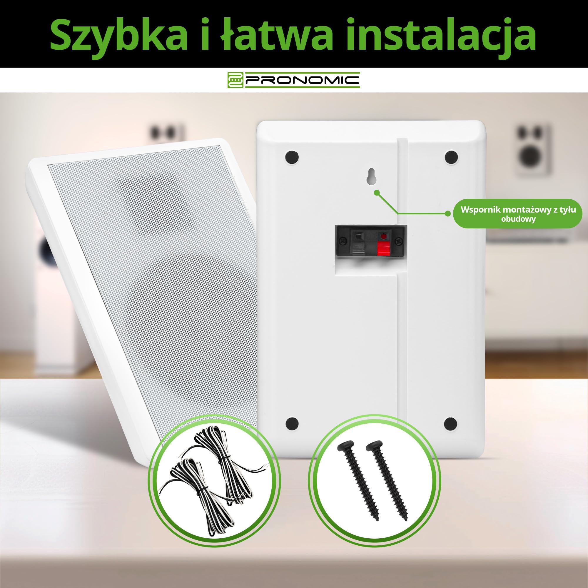 Pronomic FLS-540 WH para płaskich głośników ściennych, białe, 100 W