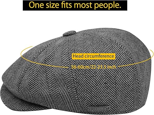 Miniatura 3 de Sumolux Newsboy - Gorra de lana clásica de 8 paneles para hombre, estilo vintage, estilo Gatsby Lvy Cabbie, gorra plana