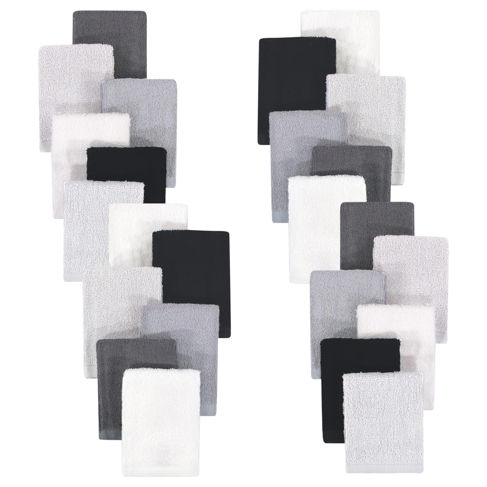 Hudson Baby Unisex Baby 24Pc Rayon from Bamboo Woven Washcloths, Black White, One Size