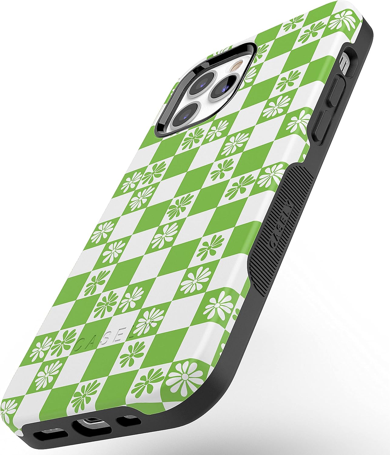 Casely iPhone 12 Pro Max Case | Check Mate | Daisy Checkerboard Floral | Bold Protective Design | Compatible with MagSafe