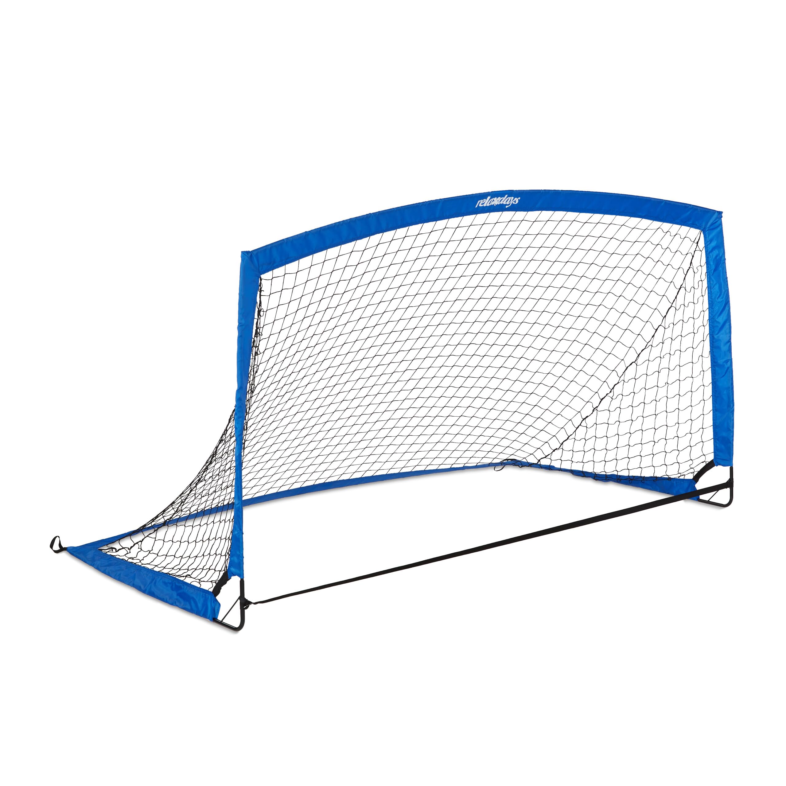 Relaxdays Fußballtor tragbar Portería Portátil, Arco de Entrenamiento Fútbol para Niños y Adultos, 115x195x115 cm, con Bolsa, Azul y Negro