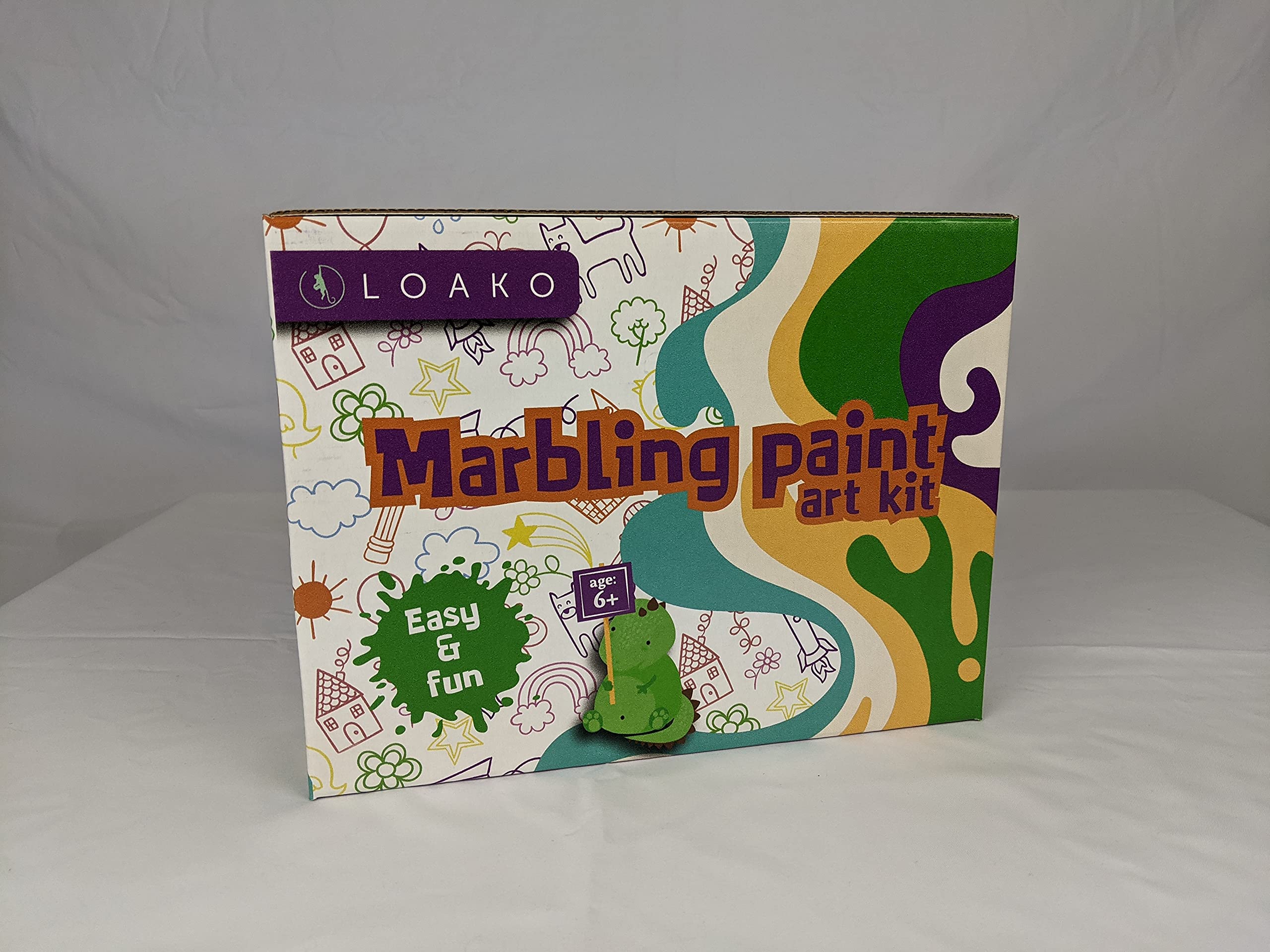 Loako Water Marbling Paint Kit for Kids - Great Creative Craft Kit Art Set - Arts and Crafts for Girls & Boys - Paint Gifts Idea for Kids 6-12 Activities - Marble Painting Kit - Water Art Paint Sets