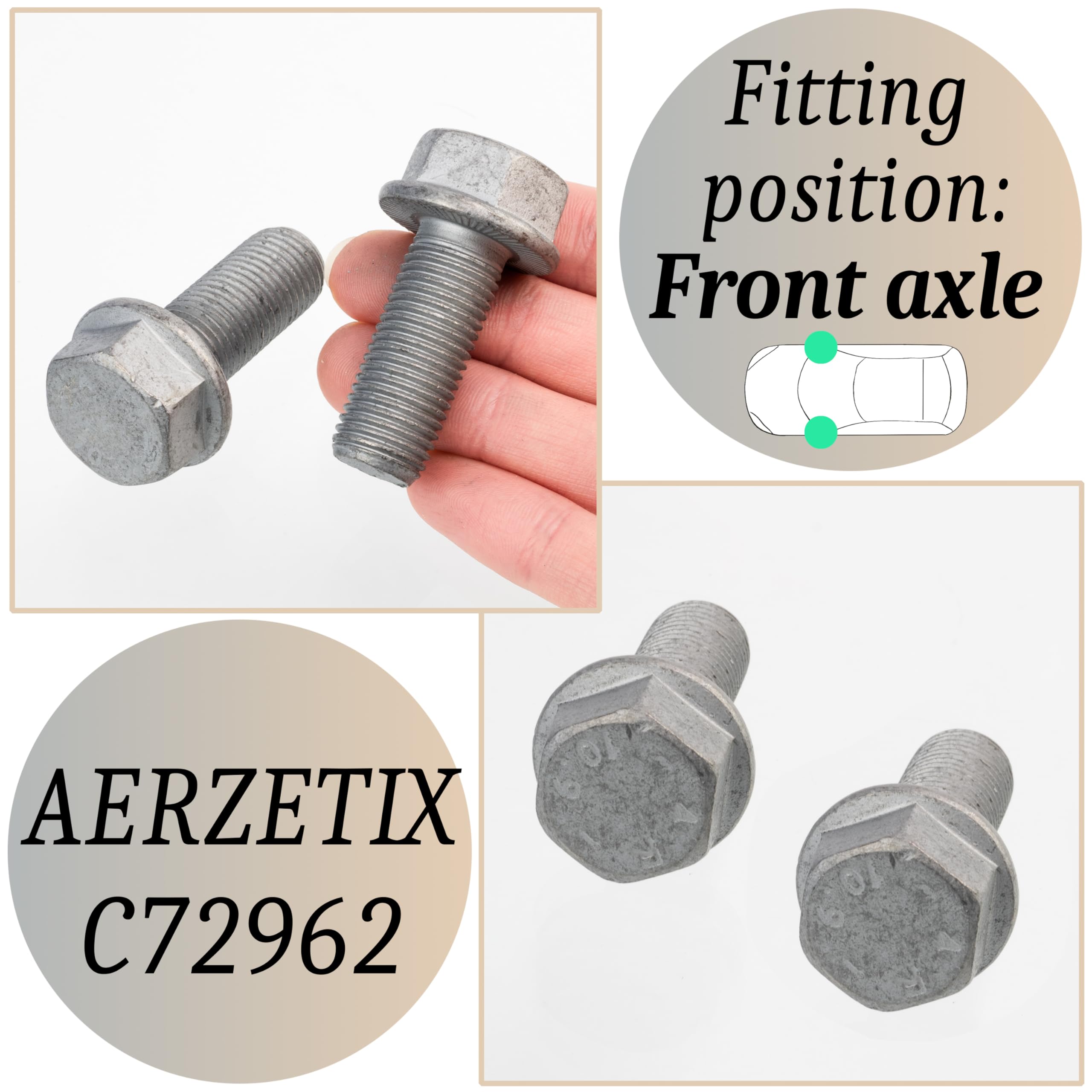 AERZETIX - C72962-2x Bolzen, Bremssattel M14 x 1.5 - Montageseite Vorderachse - kompatibel mit Audi Vw Seat Skoda - OE-Nummern N 909 488 02
