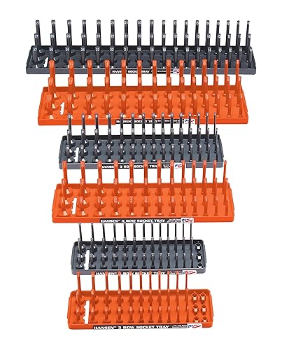 HANSEN Paquete de 6 soportes para enchufes de 3 filas, gris y naranja