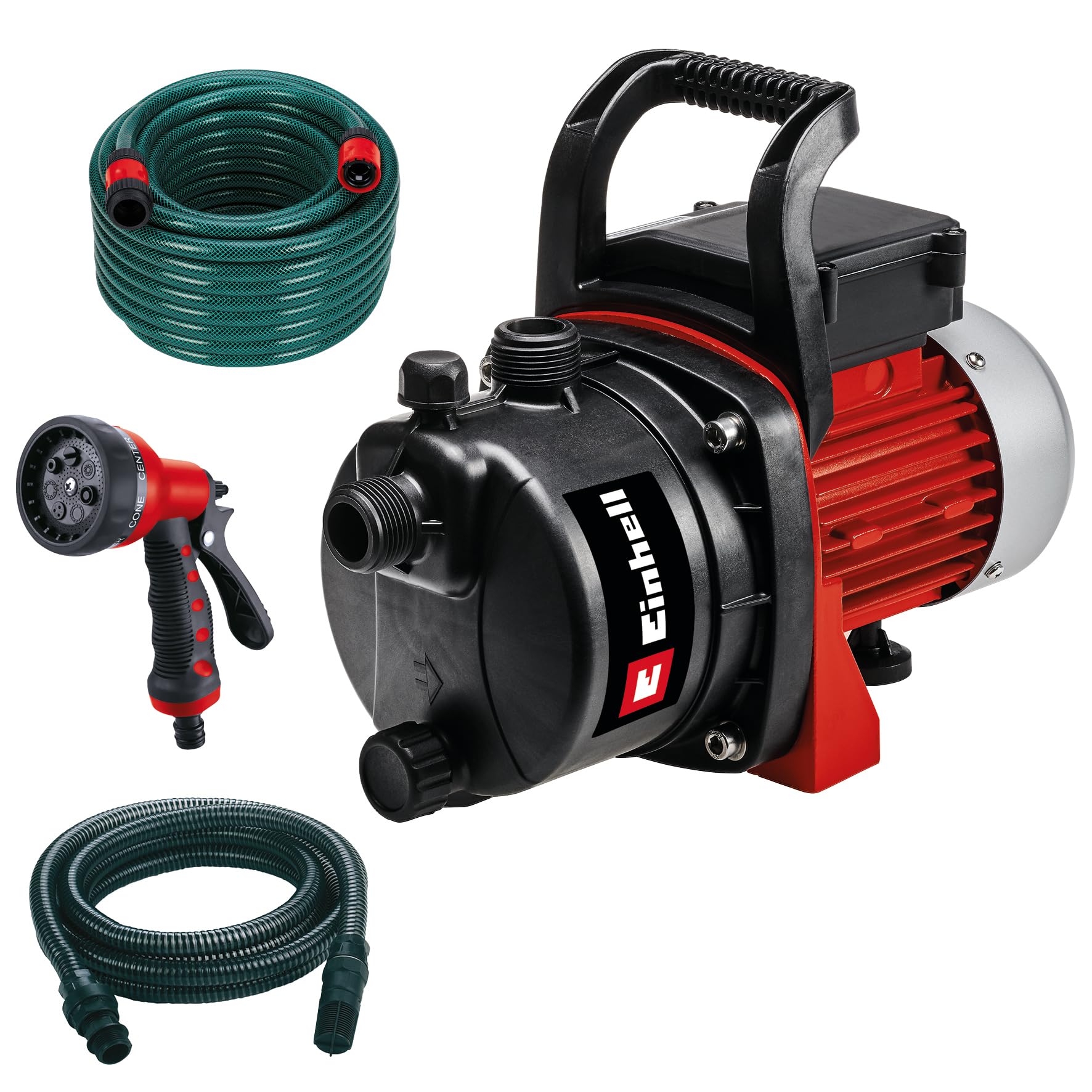 Einhell Set di pompe da giardino GC-GP 6538 set/I (650 W, max. 3,6 bar, 3800 l/h, con tubo di aspirazione da 4 m + tubo da giardino da 20 m + pistola a spruzzo)