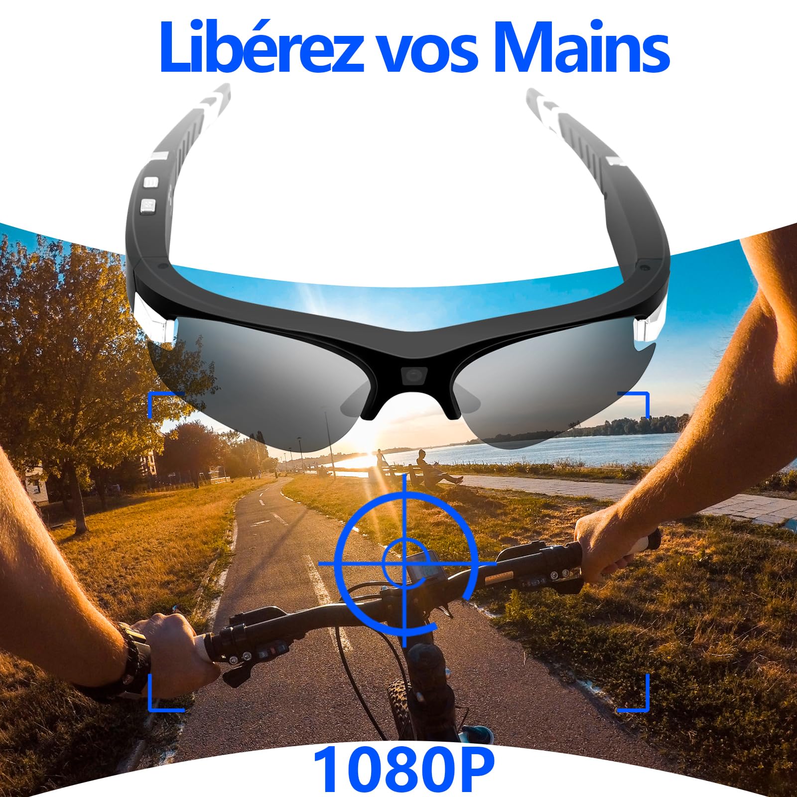 Lunettes Caméra Mini 1080P HD - Autonomie 160 Min - Enregistrement Vidéo Et Photo - Objectif Polarisé - Utilisation Mains Libres