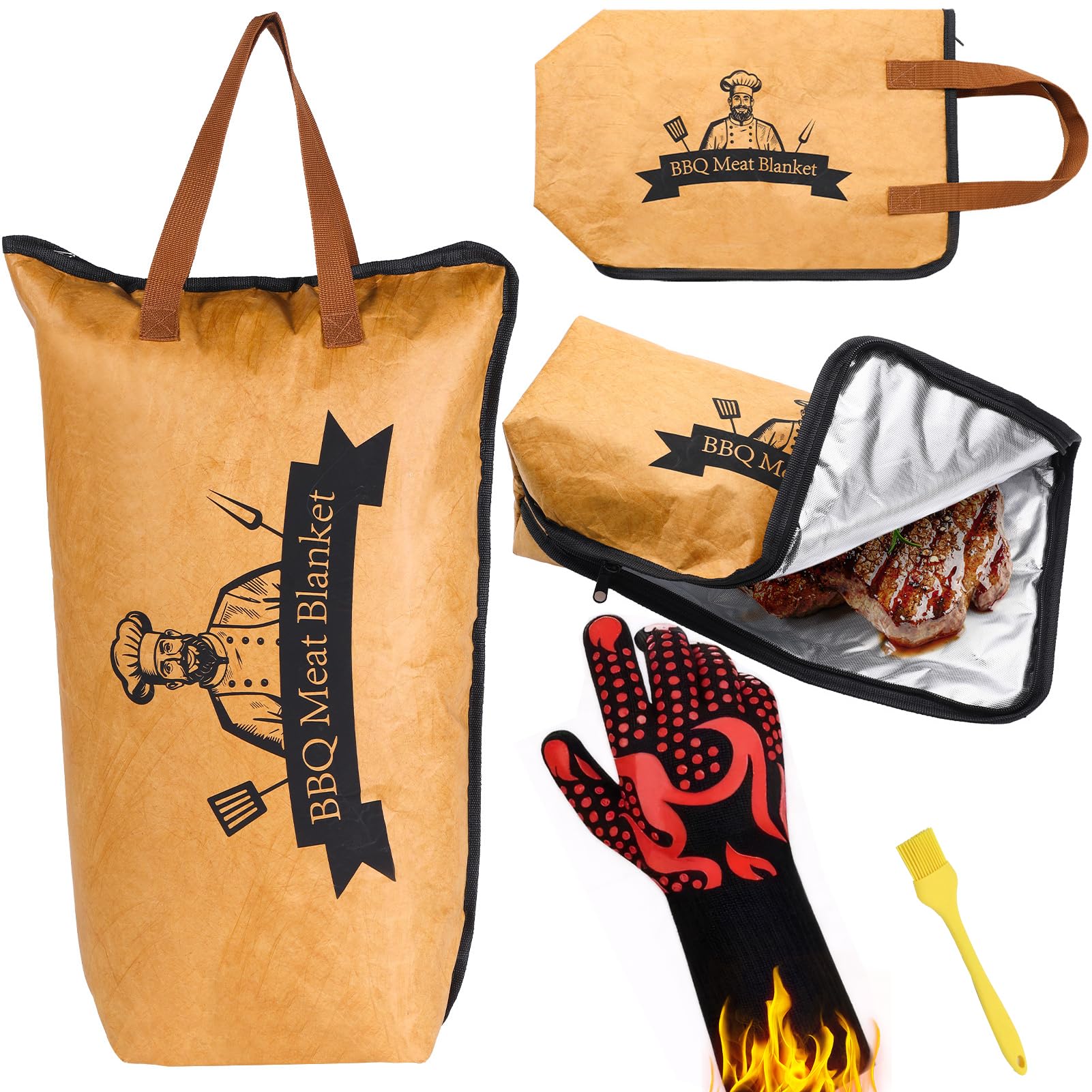 Grilldecke zum Ausruhen von Fleisch – Isolierter Fleisch-Ruhebeutel mit hitzebeständigem Handschuh, robuste Bruststückdecke für Smoker, Grillen, Camping, Sommer-Grillzubehör, Geschenk für Männer