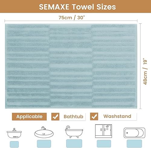 Miniatura 3 de SEMAXE Tapete de baño para baño, paquete de 2 unidades, 100% algodón, antideslizantes, no es una alfombra de baño, súper absorbente y suave, toallas