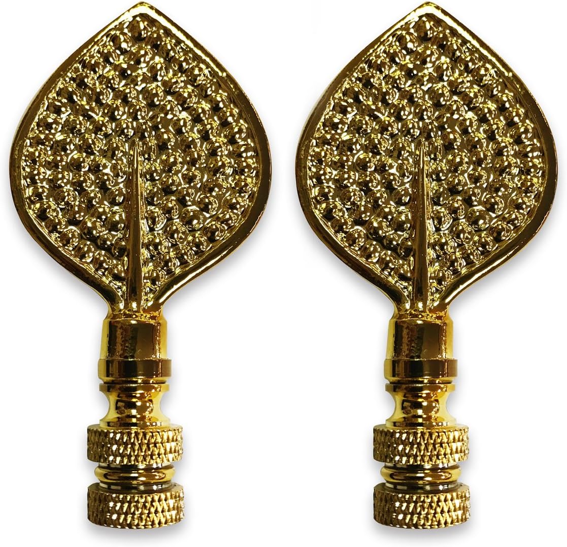 Royal Designs Birch Leaf Lamp Finial for Lamp Shade Polished Brass Set