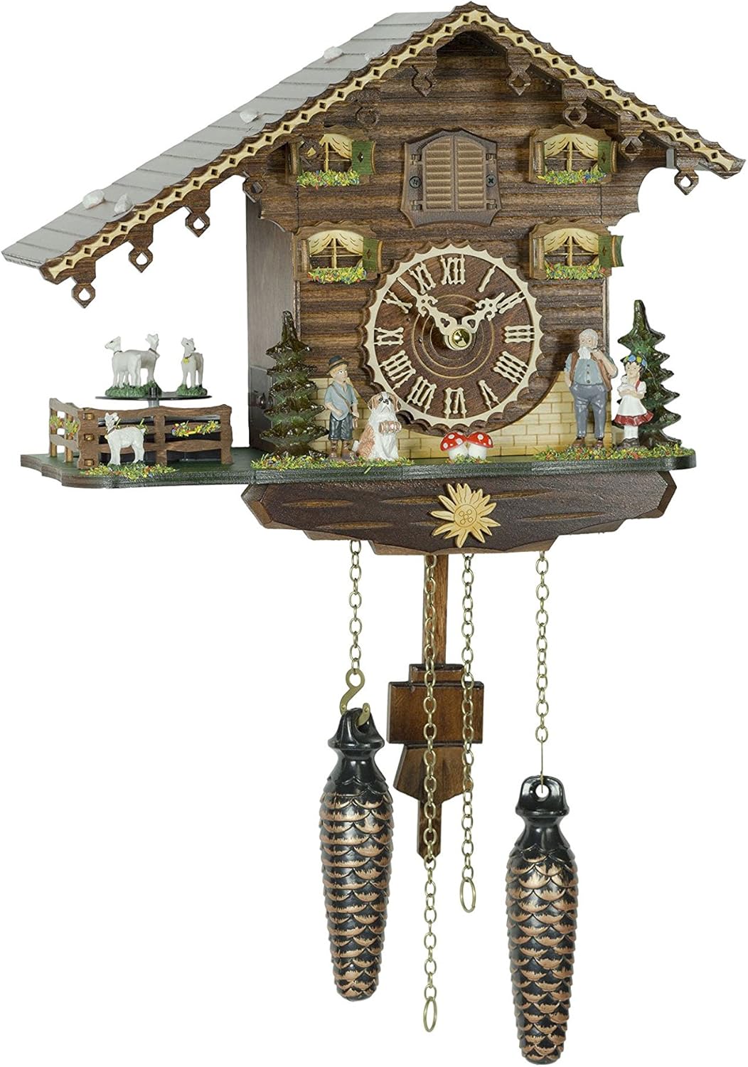 Trenkle Quartz Cuckoo Clock Swiss House with Music, Turning Goats