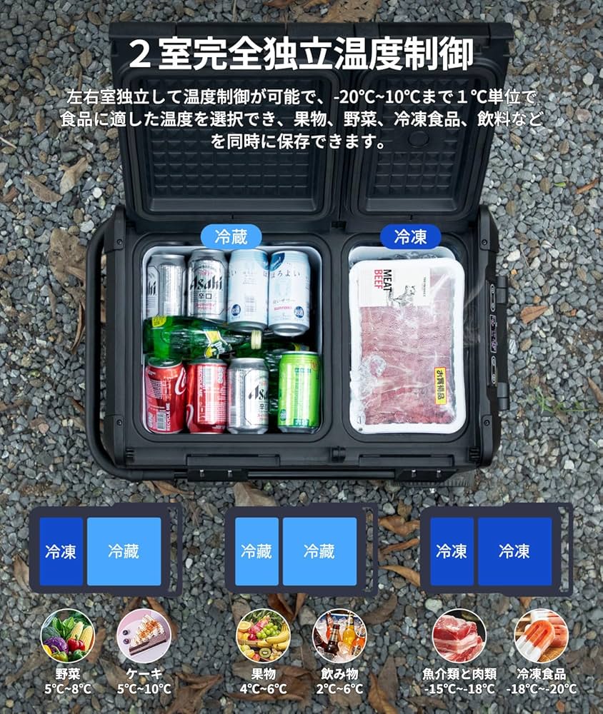 Amazon.co.jp: JESIMAIK 車載冷蔵庫 E45 45L -20℃～10℃ 2室独立