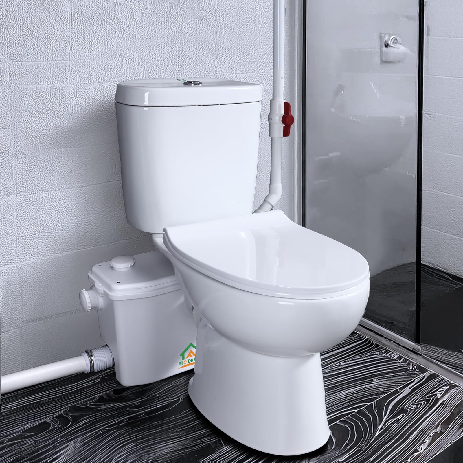 500Pro watt Macerating Toilet with Pump, Two-Piece Upflush Toilet For Basement, Powerful & Quiet Macerating System With 3 Water Inlet & Ac Vent, 36ft Vertically, Compact Bowl