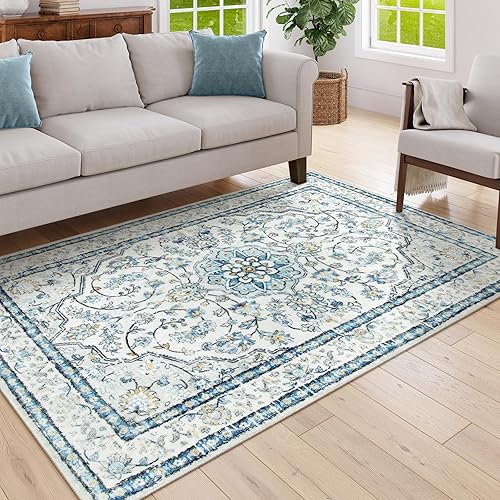 Miniatura 92 de Lahome Alfombras orientales lavables de 3 x 5 pies, antideslizantes, ultrafinas, suaves, de estilo bohemio para dormitorio, alfombra tradicional