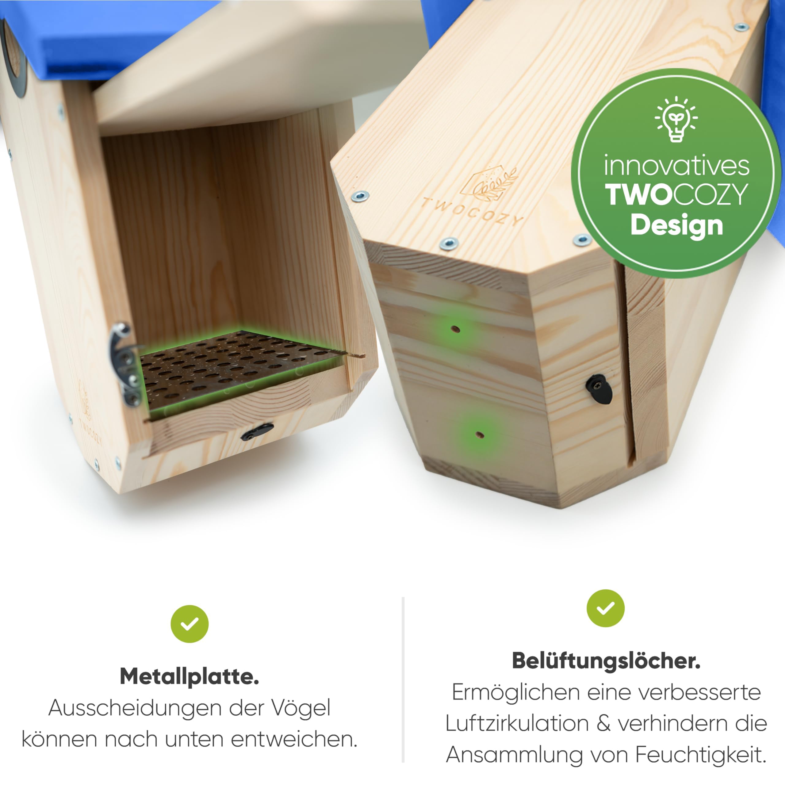 Premium Nistkasten für Meisen | Kohlmeisen [SPECHTSCHUTZ & NESTSCHUTZ] wetterfest & verschraubt | Maße NABU konform | Vogelhaus zum Aufhängen für Meisen - 32 mm (Blau, 17cm x 23,5cm x 32cm)