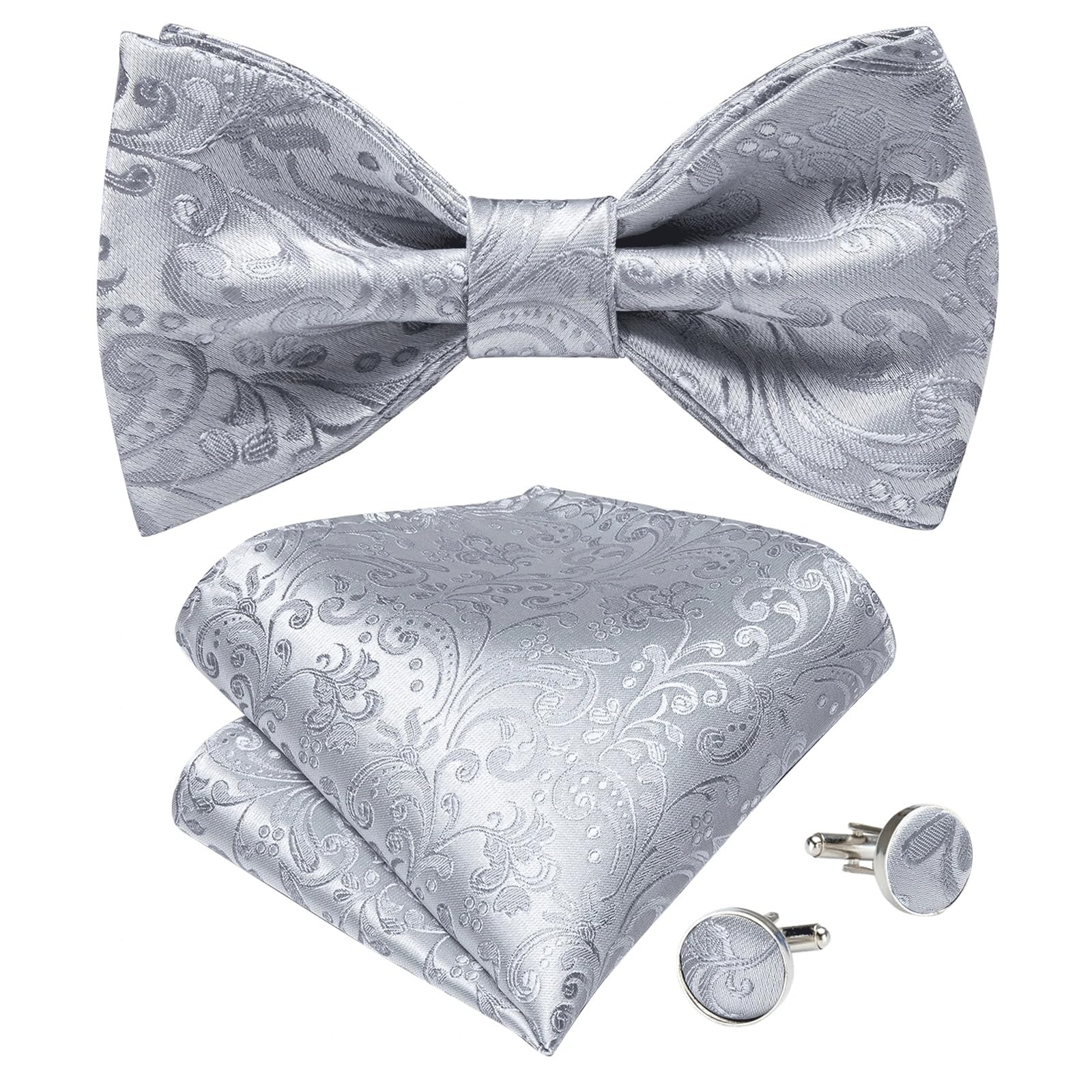 JFDBGU Floral Bowties Wedding Self-tie Bowties for Man Party Not Hanky Cufflinks Set Male Accessories