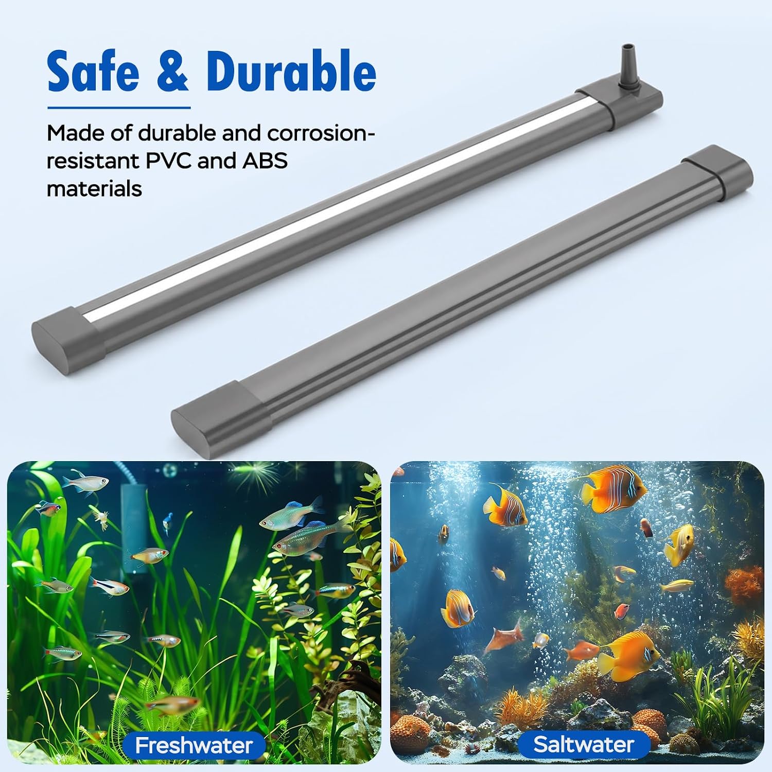 Aquarium Air Bubble Strip, Fine Bubble Wall Air Stone Bar for Fish Tank, High Dissolved Oxygen Diffuser, Aeration Bubbler Decorations for Freshwater & Saltwater Tanks (6.3 Inch)