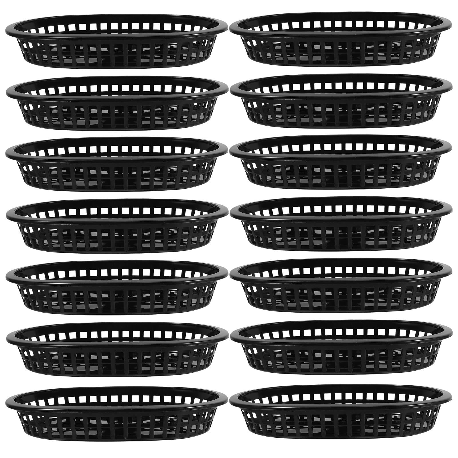 MAGICLULU Set da 24 Cestini Neri in Plastica per Snack Fritti e Hamburger, Design Salvaspazio e Traspirante per Cucina e Feste Riutilizzabile