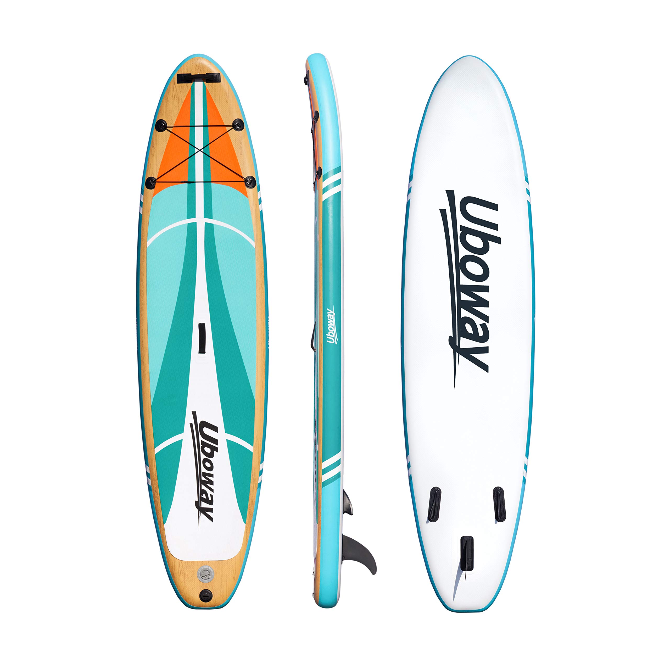 Uboway Inflatable Paddle Boards Stand Up: 10/11 feet SUP with Adjustable Paddle Backpack Pump Leash Fin Youth Adults Standup Paddleboard (Teal)